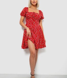 Платье женское с принтом софт, цвет красный, 257R811