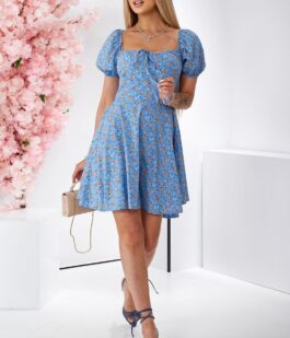 Платье женское с принтом софт, цвет голубой, 257R811