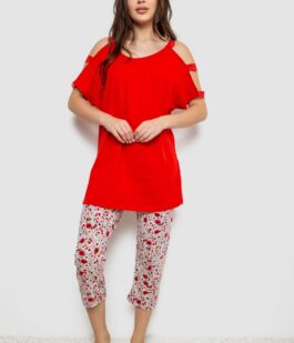 Пижама женская с принтом, цвет красный, 243R1602-018