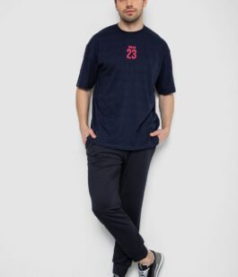 Футболка мужская с принтом, цвет темно-синий, 244R7024