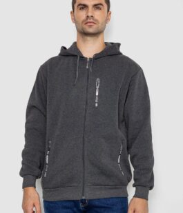 Кофта мужская на флисе с капюшоном, цвет темно-серый, 244R2536