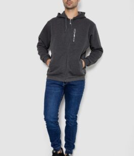 Кофта мужская на флисе с капюшоном, цвет темно-серый, 244R2536