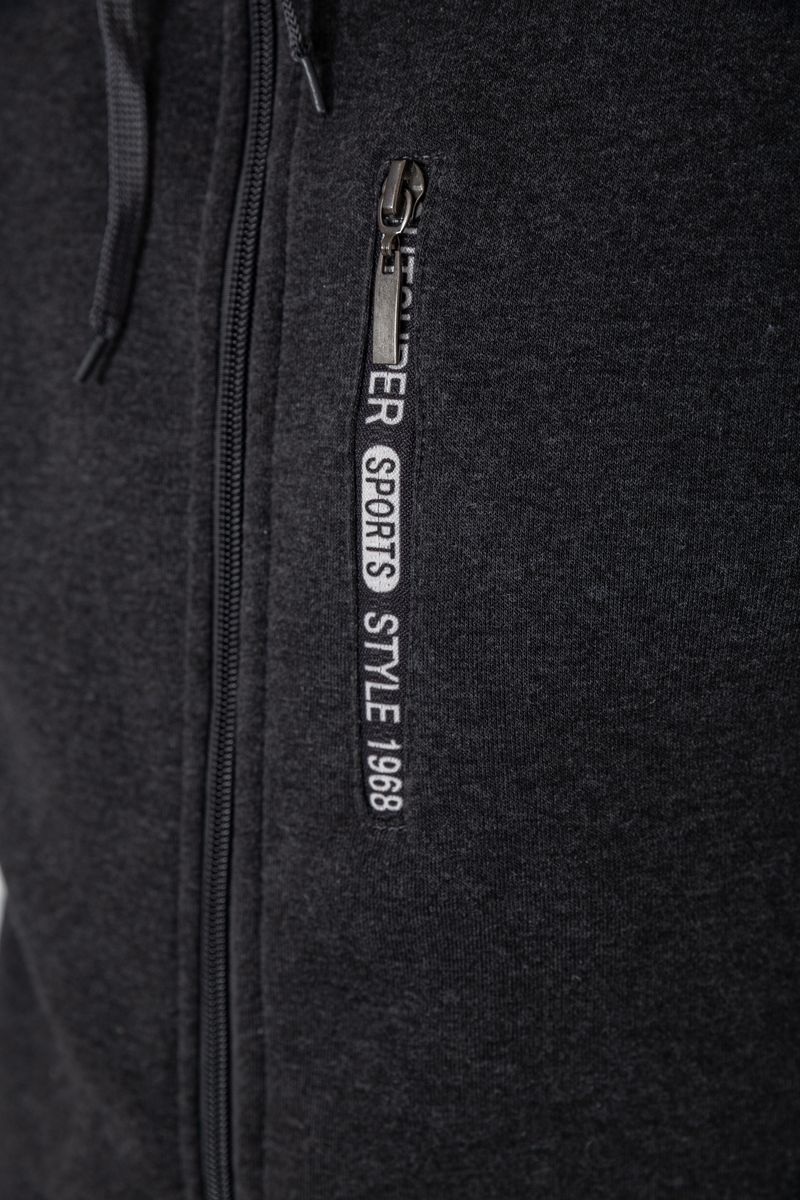 Кофта мужская на флисе с капюшоном, цвет темно-серый, 244R2536 — изображение 5