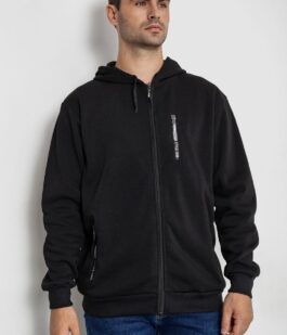 Кофта мужская на флисе с капюшоном, цвет черный, 244R2536