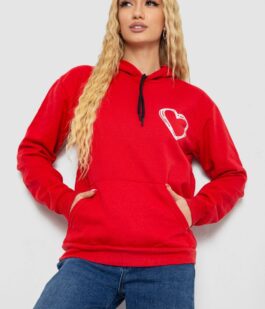 Худи женский на тонком флисе, цвет красный, 238R57162-10