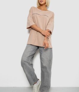 Футболка женская с принтом, цвет бежевый, 244R2020