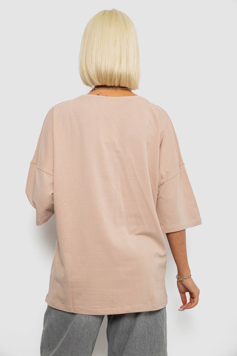 Футболка женская с принтом, цвет бежевый, 244R2020 — изображение 4