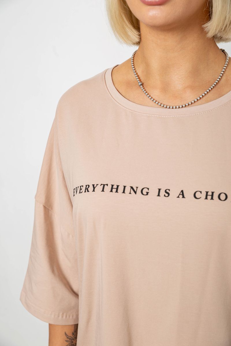 Футболка женская с принтом, цвет бежевый, 244R2020 — изображение 5