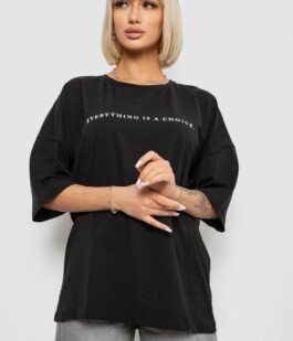 Футболка женская с принтом, цвет черный, 244R2020