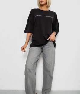 Футболка женская с принтом, цвет черный, 244R2020