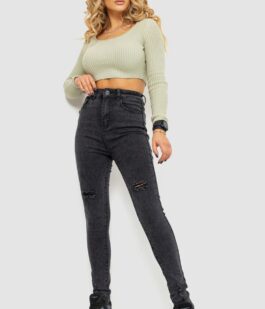 Джинсы женские стрейч, цвет темно-серый, 214R1484