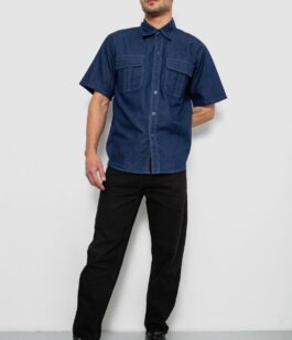 Рубашка мужская джинсовая, цвет синий, 129RT-16