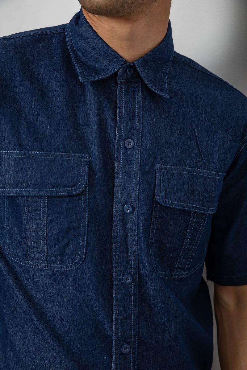 Рубашка мужская джинсовая, цвет синий, 129RT-16 — изображение 5