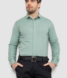 Рубашка мужская однотонная, цвет оливковый, 186R2100