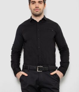 Рубашка мужская однотонная, цвет черный, 186R2072