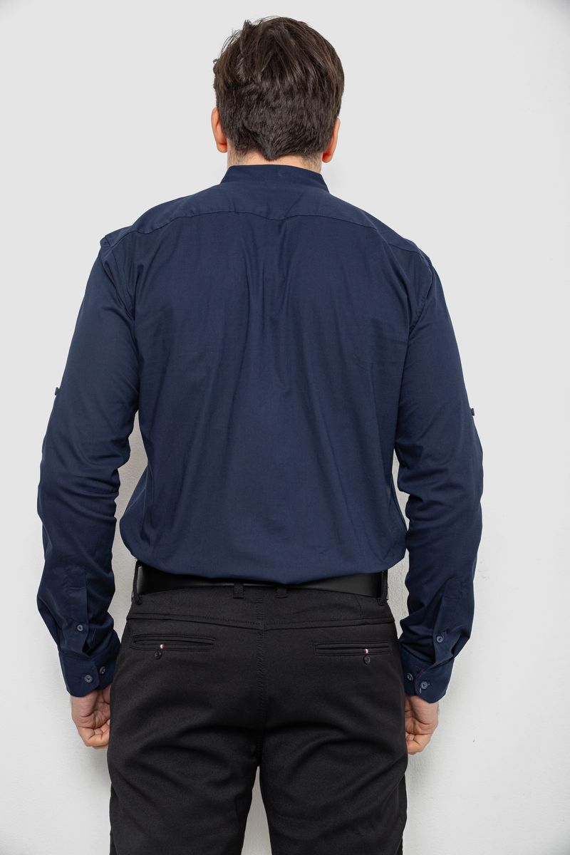 Рубашка мужская однотонная, цвет синий, 186R2072 — изображение 4