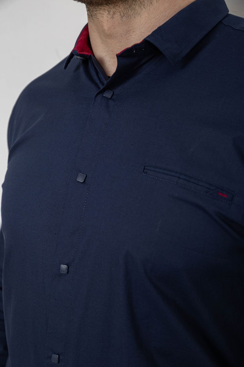 Рубашка мужская однотонная, цвет синий, 186R2072 — изображение 5