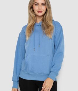 Худи женский на флисе, цвет джинс, 242R053