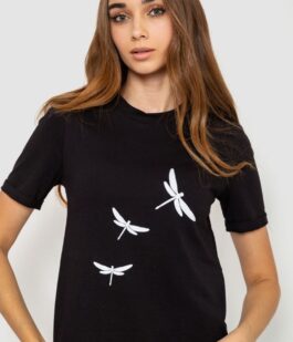 Футболка женская с принтом, цвет черный, 241R120