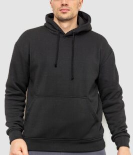 Худи мужской на флисе однотонный, цвет черный, 241R2650