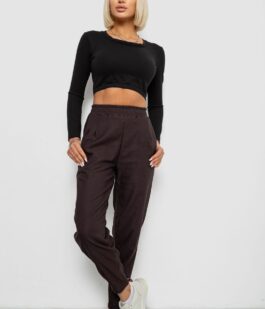 Штаны женские на тонком флисе, цвет шоколадный, 257R727