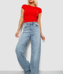 Джинсы женские однотонные Wide leg, цвет голубой, 244R00198