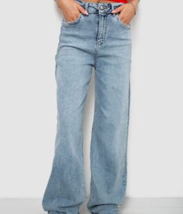 Джинсы женские однотонные Wide leg, цвет голубой, 244R00198