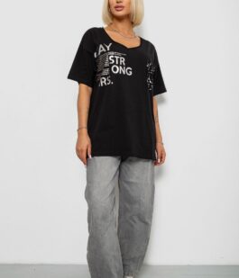 Футболка женская с принтом, цвет черный, 244R2417