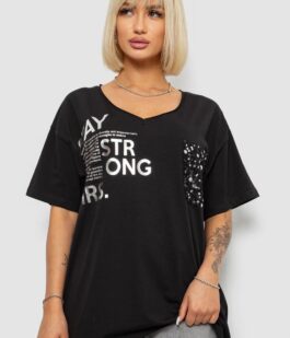 Футболка женская с принтом, цвет черный, 244R2417