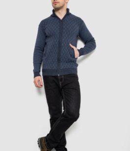 Кофта мужская на молнии, цвет синий, 161R1013