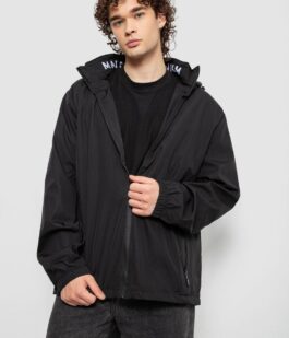 Ветровка мужская с принтом, цвет черный, 214R601-1