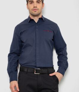 Рубашка мужская  классическая, цвет темно-синий, 186R7114-5