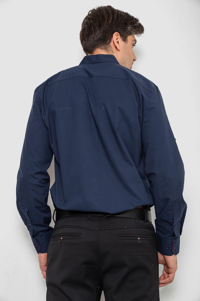 Рубашка мужская классическая, цвет темно-синий, 186R7114-5 — изображение 4