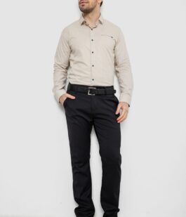 Рубашка мужская однотонная с принтом, цвет бежевый, 186R2011