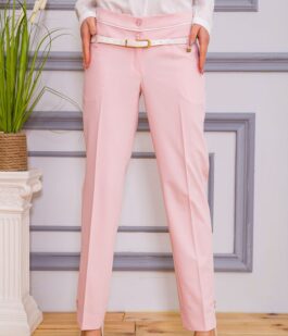 Классические женские брюки, розового цвета, с поясом, 182R245
