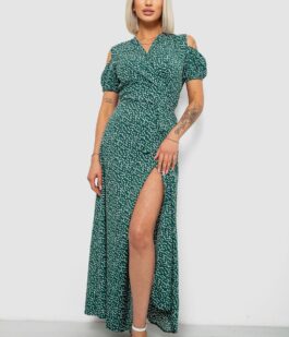 Платье женское на запах с принтом софт, цвет зеленый, 257R358-2