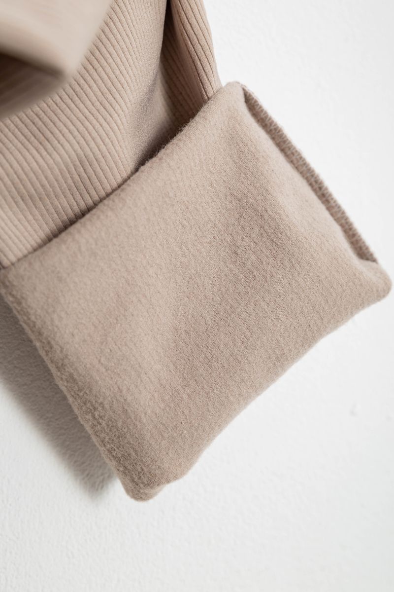 Лосины женские однотонные в рубчик на флисе, цвет бежевый, 214R325 — изображение 6