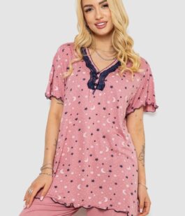 Пижама женская с принтом, цвет пудровый, 243R7024