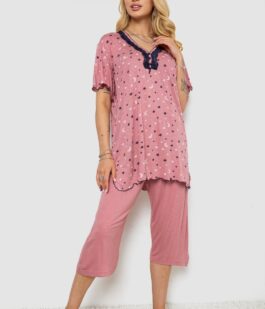 Пижама женская с принтом, цвет пудровый, 243R7024