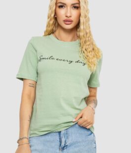 Футболка женская с принтом, цвет оливковый, 241R130