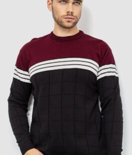 Свитер мужской, цвет черно-бордовый, 161R884