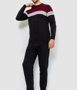 Свитер мужской, цвет черно-бордовый, 161R884