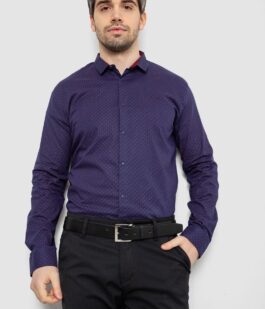 Рубашка мужская однотонная с принтом, цвет синий, 186R2097