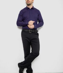 Рубашка мужская однотонная с принтом, цвет синий, 186R2097