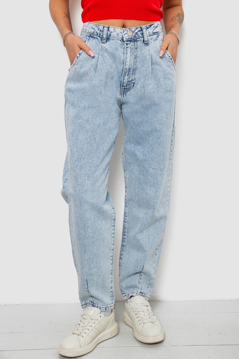 Джинсы женские однотонные Mom 244R1826S21