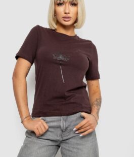 Футболка женская с принтом, цвет шоколадный, 241R124