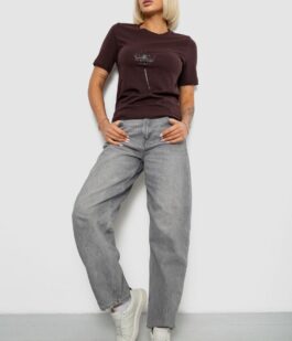 Футболка женская с принтом, цвет шоколадный, 241R124