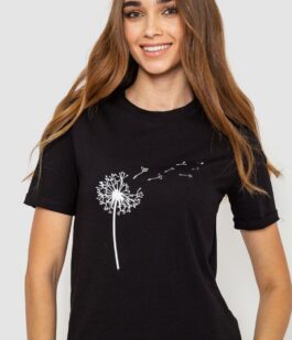 Футболка женская с принтом, цвет черный, 241R124