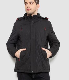 Куртка мужская демисезонная с капюшоном, цвет черный, 244RL9159AL