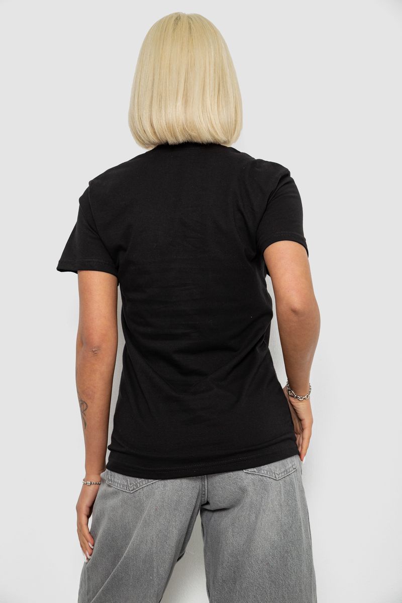Футболка женская однотонная, цвет черный, 129R8900-2 — изображение 4
